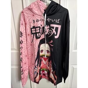 Demon Slayer  Pink And Black Hoodie And Pant Set Size XL-405
